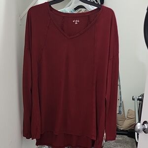 Wonderly Deep Red Long Sleeve Top